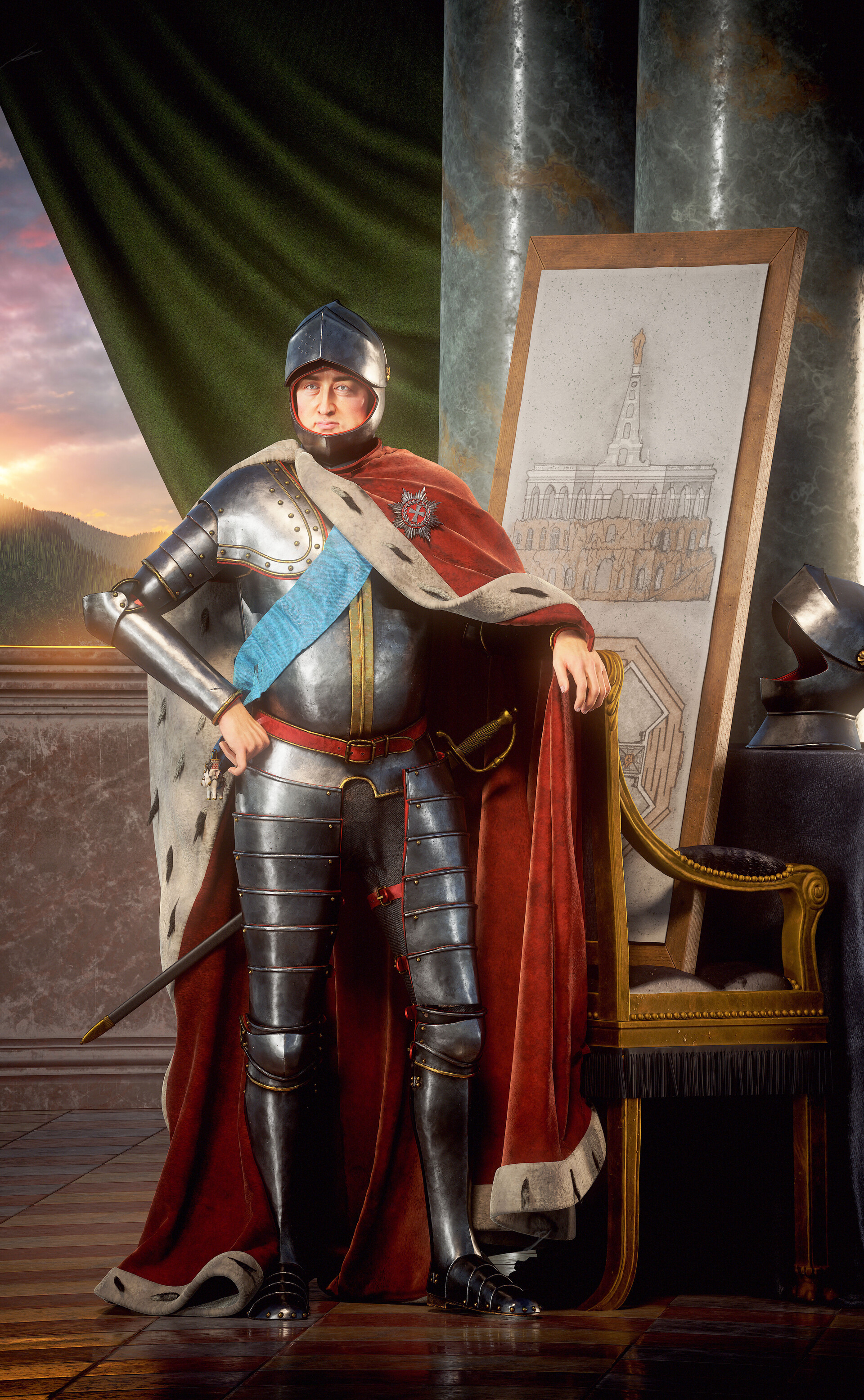 3D reconstruction of Charles I, Landgrave of Hesse-Kassel, in plate armour and red cloak